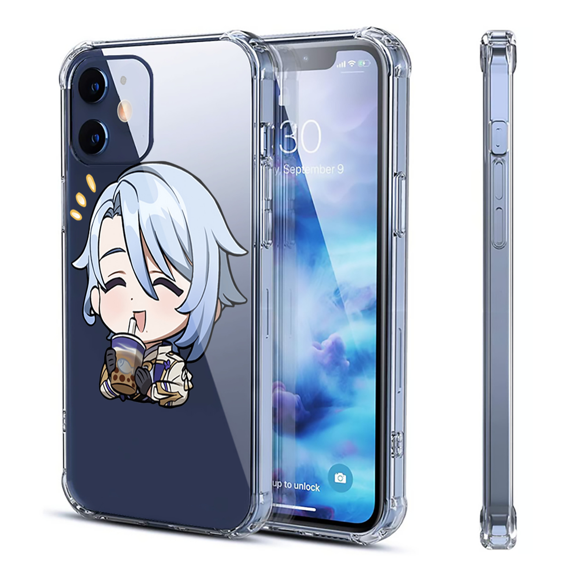 げんし神 神里綾人 かみさとあやと genshin Kamisato Ayato 【iPhone 12シリーズ対応】透明スマホケース（クリアソフトケース）
